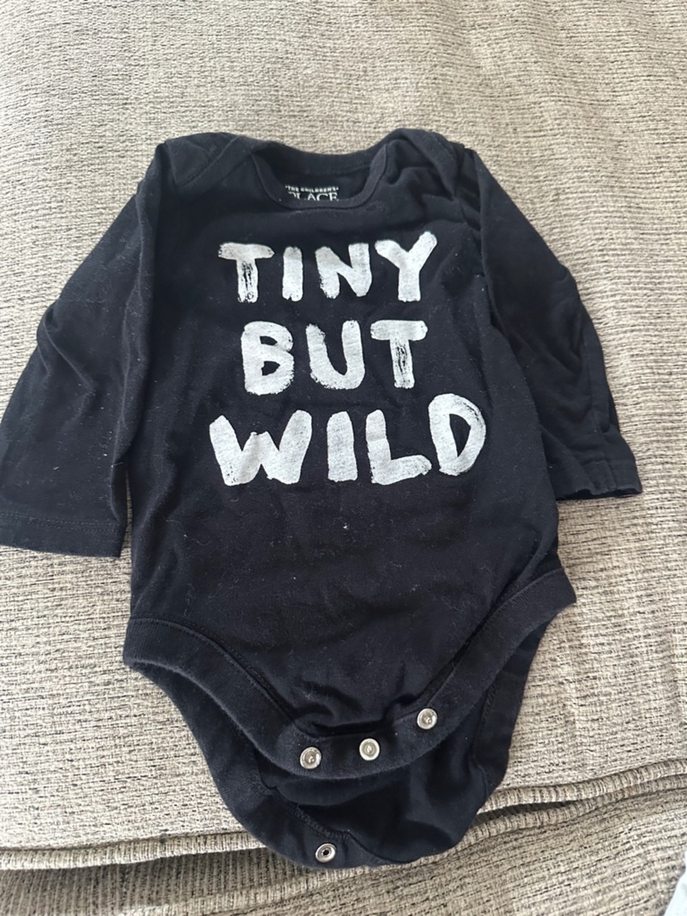 The Children's Place Black Long-Sleeve 'Tiny But Wild' Baby One-Piece